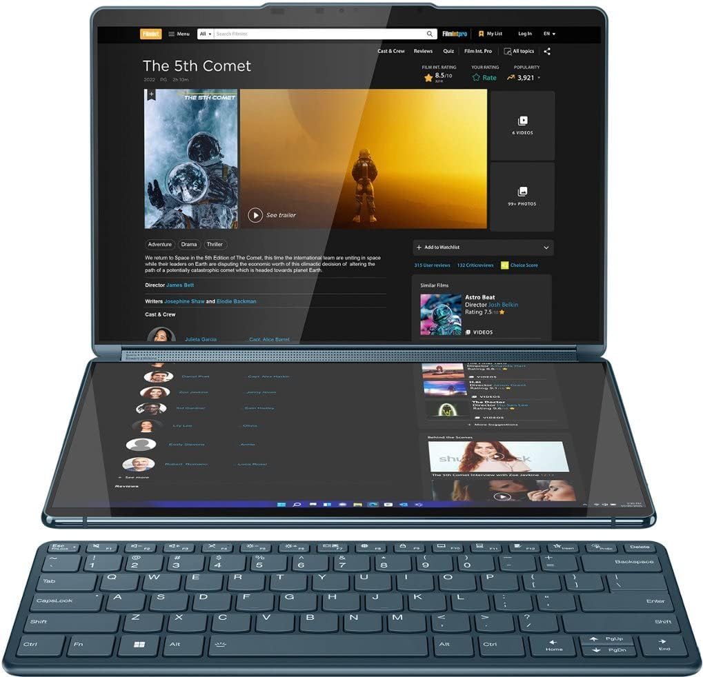 Lenovo Yoga Book 9i 2-in-1 13.3" 2.8K Dual Screen OLED Touch Laptop - Intel Core i7-1355U with 16GB Memory - 512GB SSD - Tidal Teal ((512GB - China Model No Warranty)