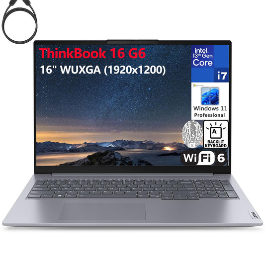 Lenovo ThinkBook 16 G6 16" FHD+ Laptop Computer, 13th Gen Intel 14-Core i7-13700H, 32GB DDR5 RAM, 1TB PCIe SSD, WiFi 6, Bluetooth 5.2, Backlight Keyboard, Fingerprint Reader, Windows 11 Pro, Tilsiy